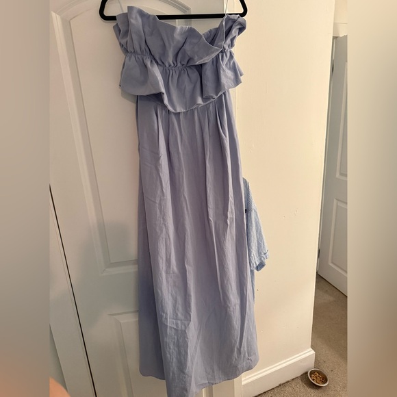 Light Blue Strapless Formal Dress - Picture 4 of 6